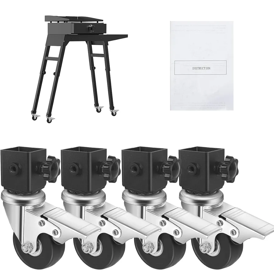 4 Pack Caster Wheels with Brake for Blackstone 5013 17" & 22" Griddle Stand