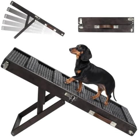 Pawaboo 2026 Upgraded Small Dog Ramp for Couch Foldable, 5 Ajustable Height