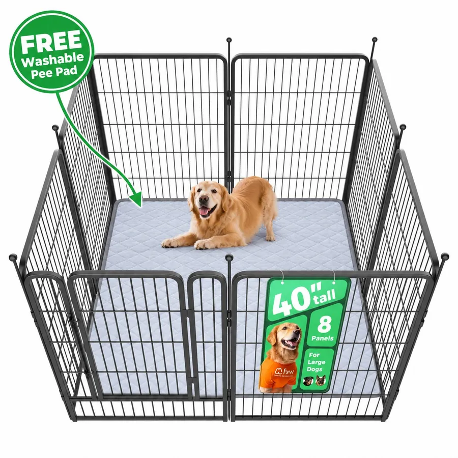 FXW Rollick Dog Playpen, Indoor, Yard & RV Camping, 40"H, 8 Panels