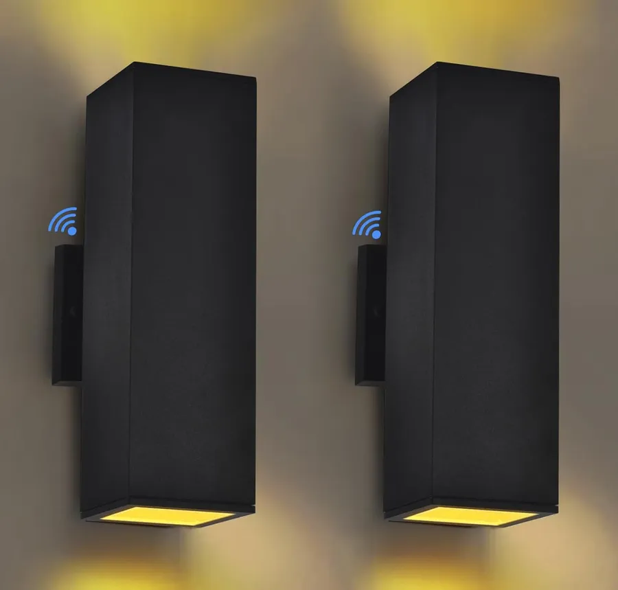Dawn to Dusk Outdoor Light Fixtures Wall Mount 2 Pack, LED Modern Up Down Lighting Outdoor Wall Sconce Lights 2700k, 13" Black Outside exterior lights for House Porch Garage,IP65,UL Listed (Black)