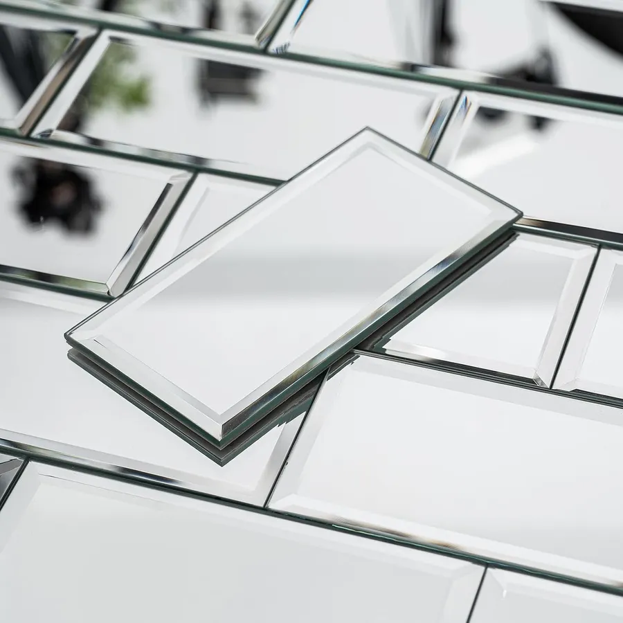 40-Pack Greek Silver Beveled Mirror Glass Tiles - 3x6 Real Mirror Subway Tile - Upgraded Industrial Self-Adhesive Backing for Kitchen Backsplash, Accent Wall & Home Decor (Approx. 5 Sq.Ft)