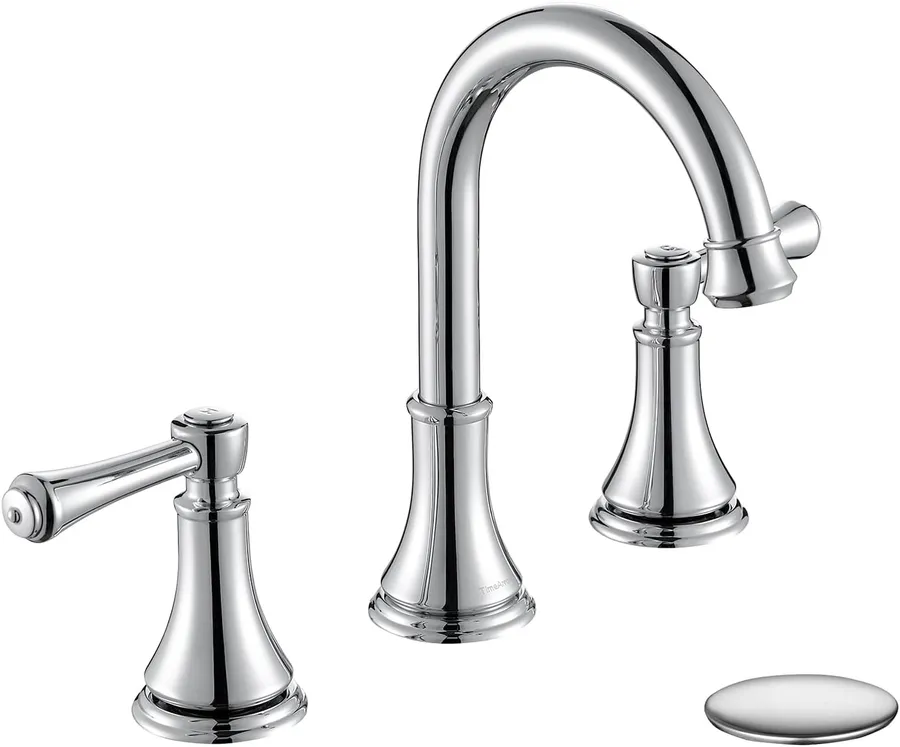 TimeArrow Chrome Widespread Bathroom Sink Faucet 3 Holes with Pop-Up Drain