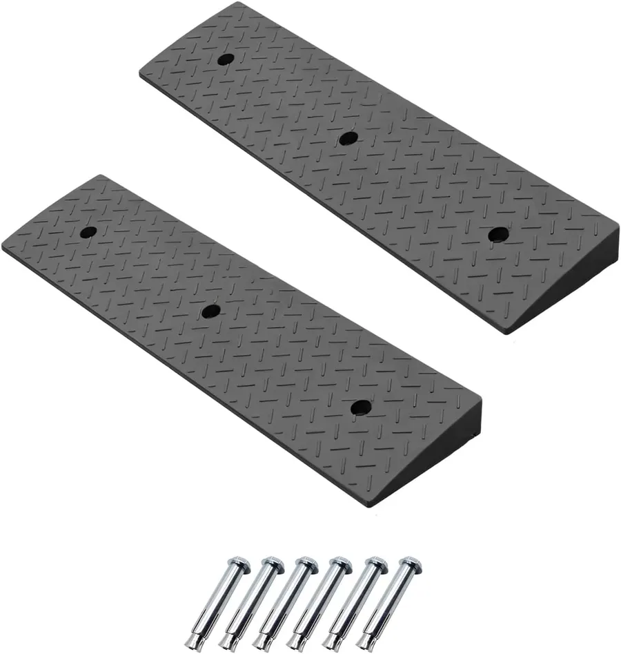 Heavy Duty Rubber Curb Ramps, 2'' Rise, 2 Pack, 11000 LBS Capacity