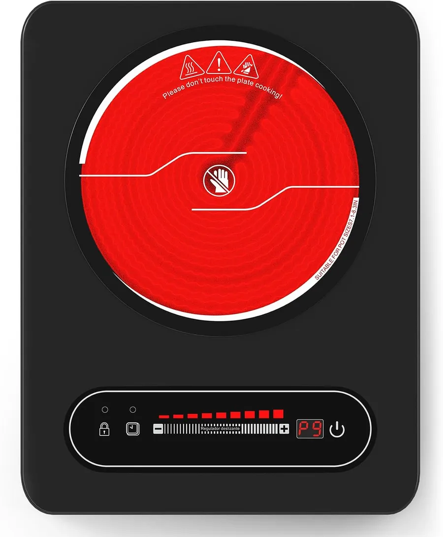 VBGK Single Burner Electric Cooktop,110V 1800W Electric Stove Top with LED Touch Control,10 Power Levels, 4 hTimer, Safety Lock,single burner cooktop Overheat protection