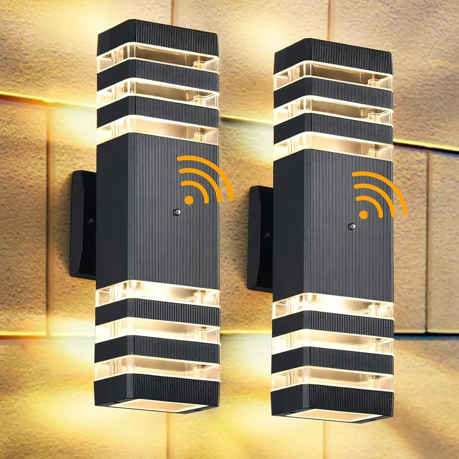 DASTOR Dusk to Dawn Outdoor Wall Lights, Modern Exterior Sconce Lighting Fixtures, Up and Down Outdoor Porch Lights, Aluminum Waterproof Outside Lights for House Porch Garage, 2 Pack