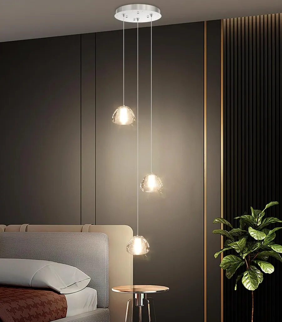 Modern Chandelier Crystal Pendant Light for Kitchen Island Dining Room Bedroom Hallway Silver