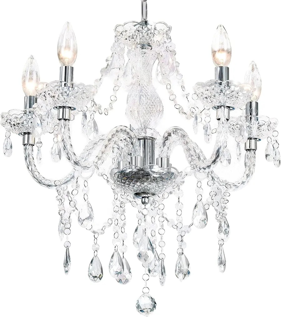 Acrylic Crystal Clear Chandelier 5-Light Pendant Ceiling Lighting Fixture