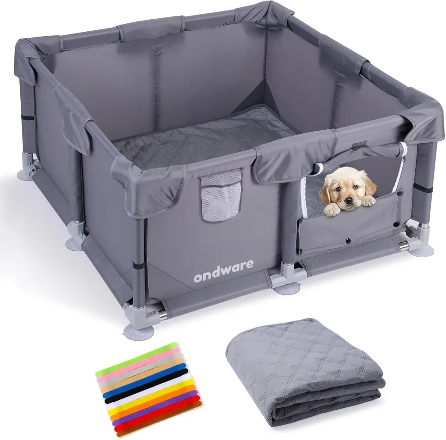 Whelping Box for Dogs and Puppies, 36×36×19 in Whelping Supplies with Waterproof Whelping Pad for Medium Small Dogs