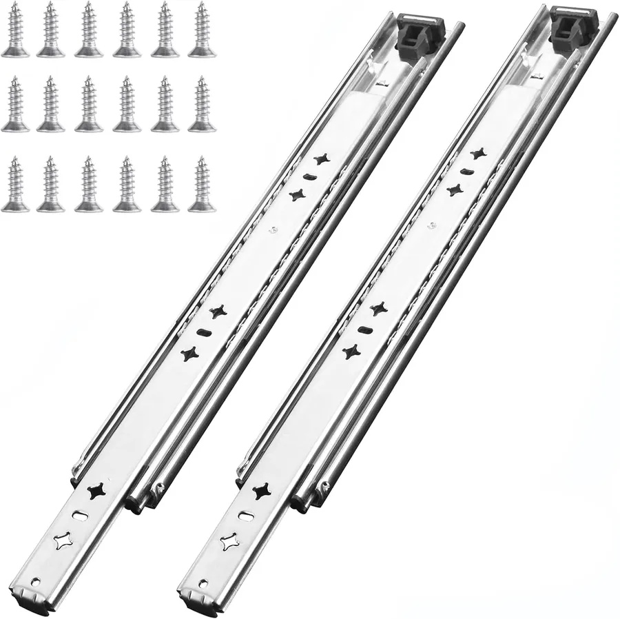 1 Pair 40 Inch 260 Lb Capacity Heavy Duty Drawer Slides(with Stainless Screws),Side Mount Undermount Full Extension 3 Fold Ball Bearing Stainless Steel Hardware Drawer Rails