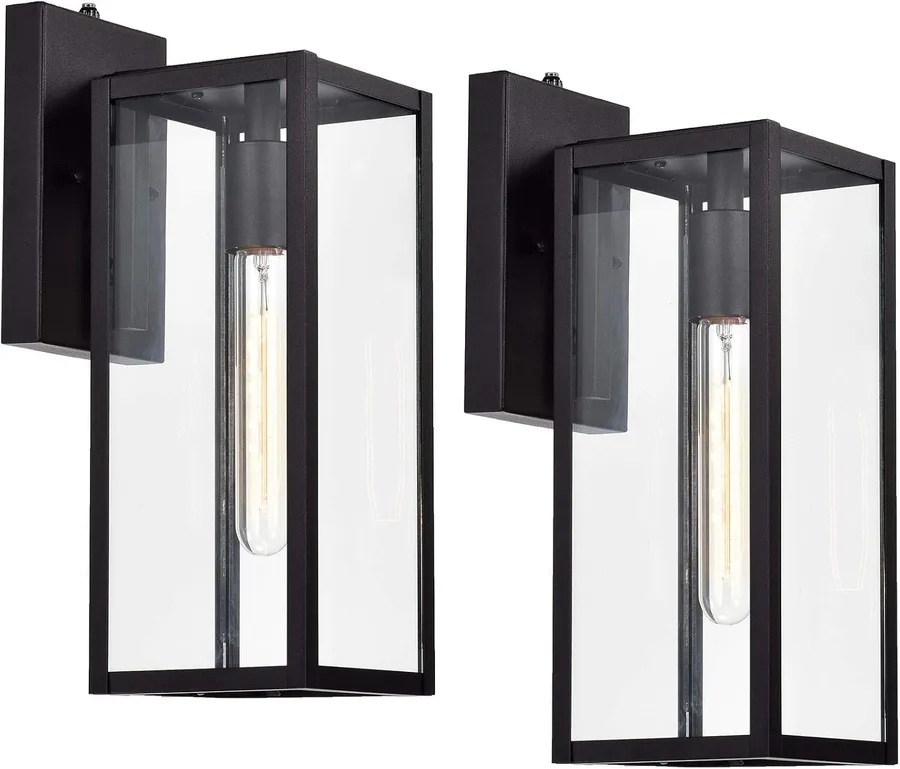 MICSIU Dusk to Dawn Slim 5" W Black 14.5" H Outdoor Wall Sconce Farmhouse