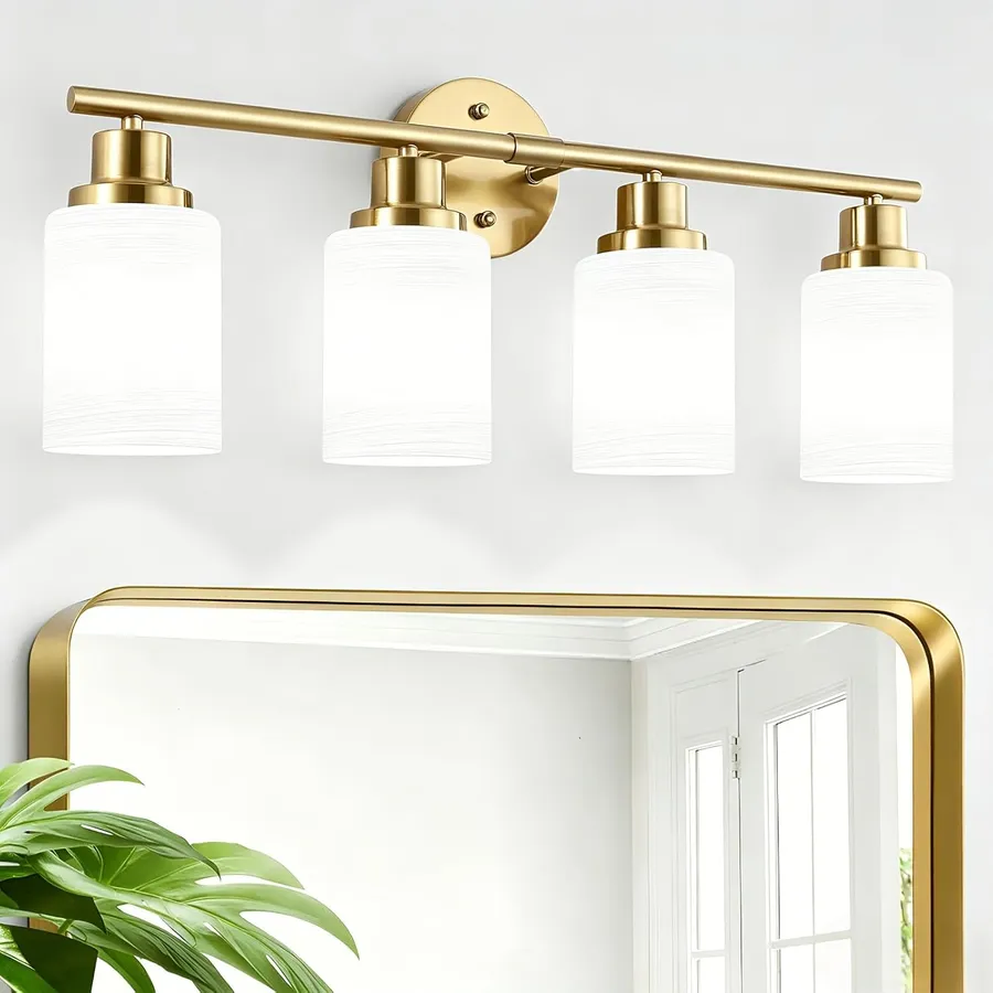 4-Light Vanity Lights Over Mirror, Modern Bathroom Light Fixtures